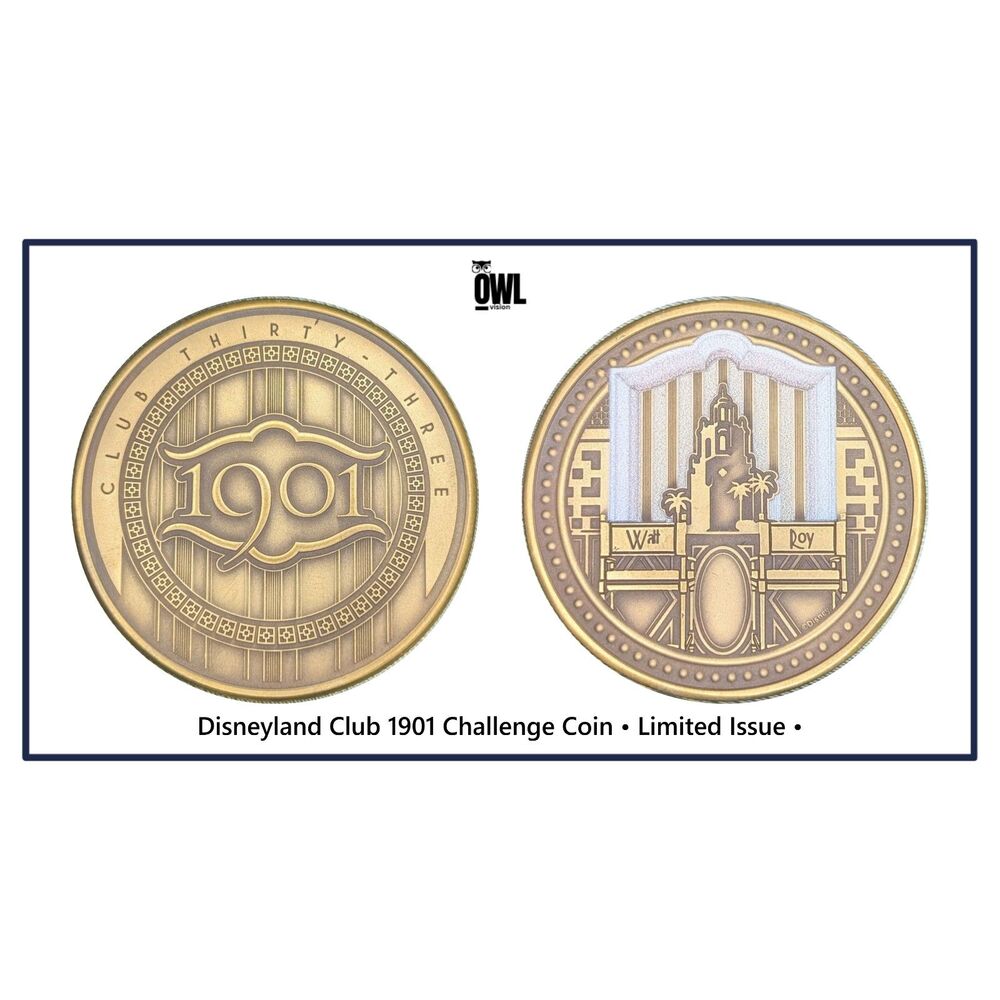 Disneyland Club 1901 Challenge Coin • Limited Issue • With Original 1901 Bag